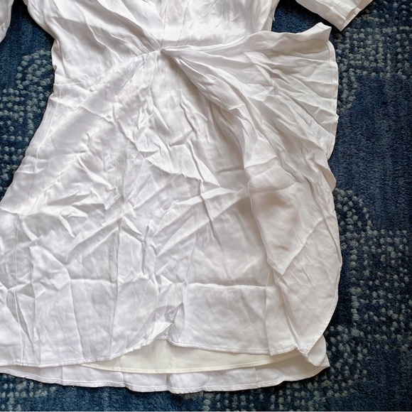 🤍 ZARA WHITE SATIN SHORT SLEEVE FLAP MINI DRESS! - Picture 14 of 16